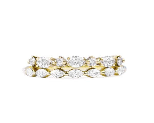 14k solid gold and diamond Marquis and Round Diamond Ring