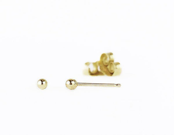 14k solid gold petite bead ball earrings