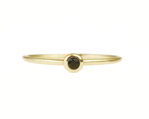 14k solid gold petite black diamond ring stacker