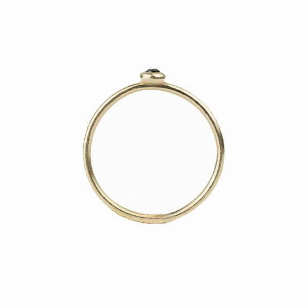 14k solid gold petite black diamond ring stacker