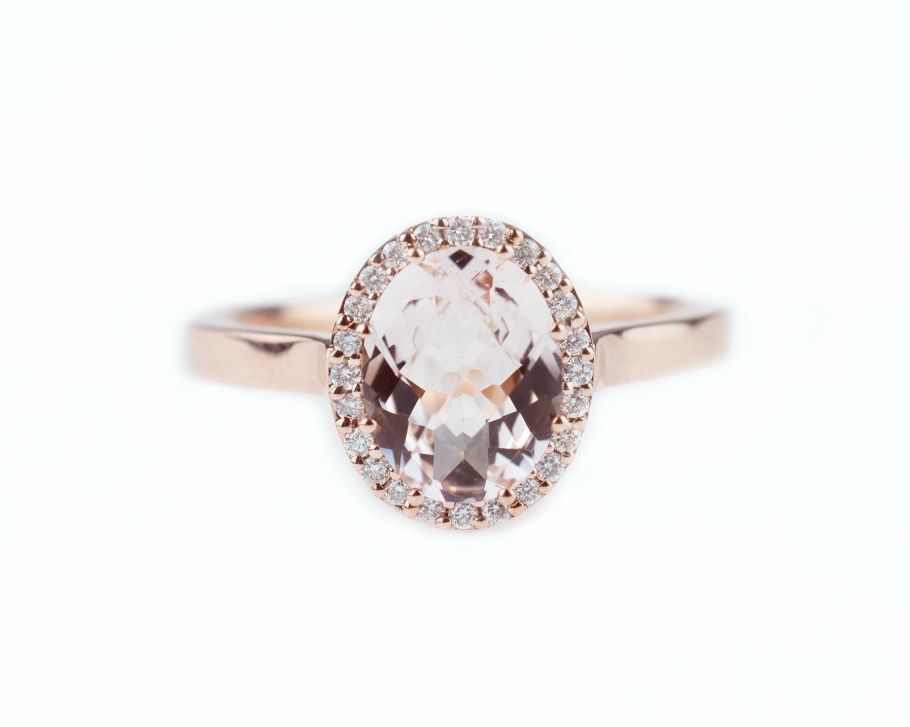 Large Oval Moraganite and Diamond Ring