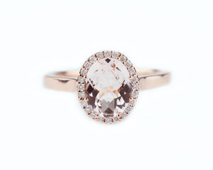 Large Oval Moraganite and Diamond Ring