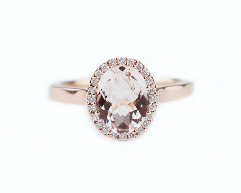 Large Oval Moraganite and Diamond Ring