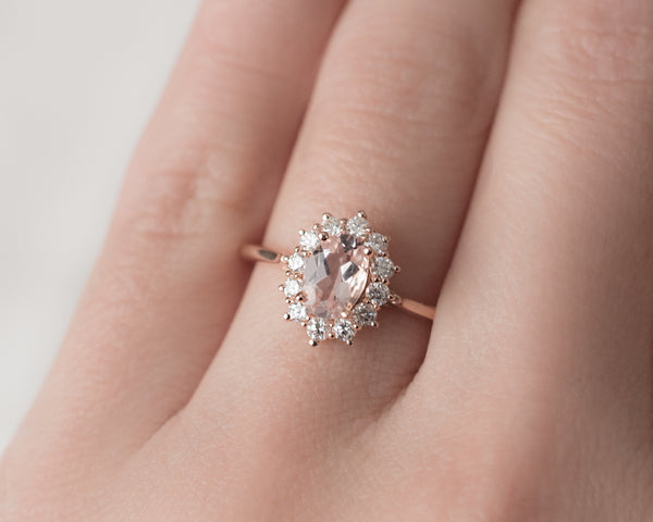 Morganite Halo Ring