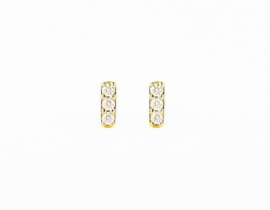 14k solid gold Petite Diamond Bar Earrings