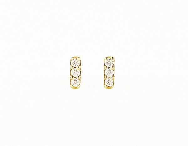 14k solid gold Petite Diamond Bar Earrings