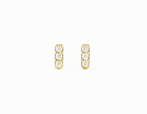 14k solid gold Petite Diamond Bar Earrings