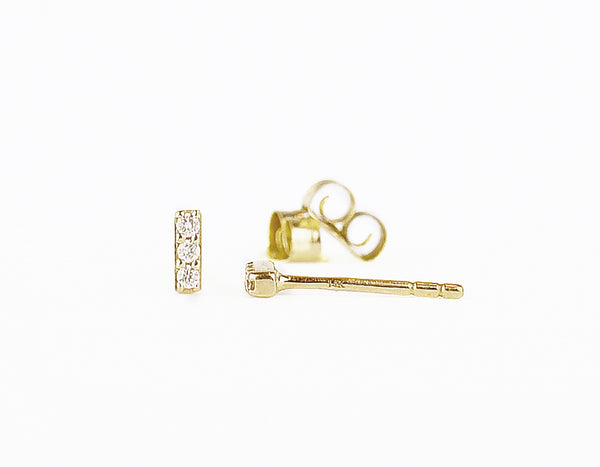 14k solid gold Petite Diamond Bar Earrings