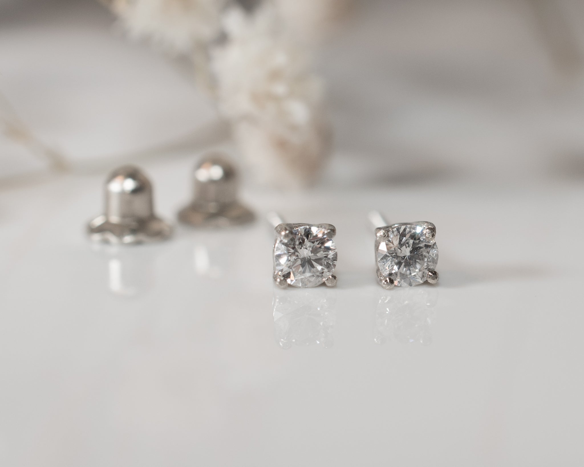 DIAMOND BEZEL BABY HEART STUDS – SHAY JEWELRY