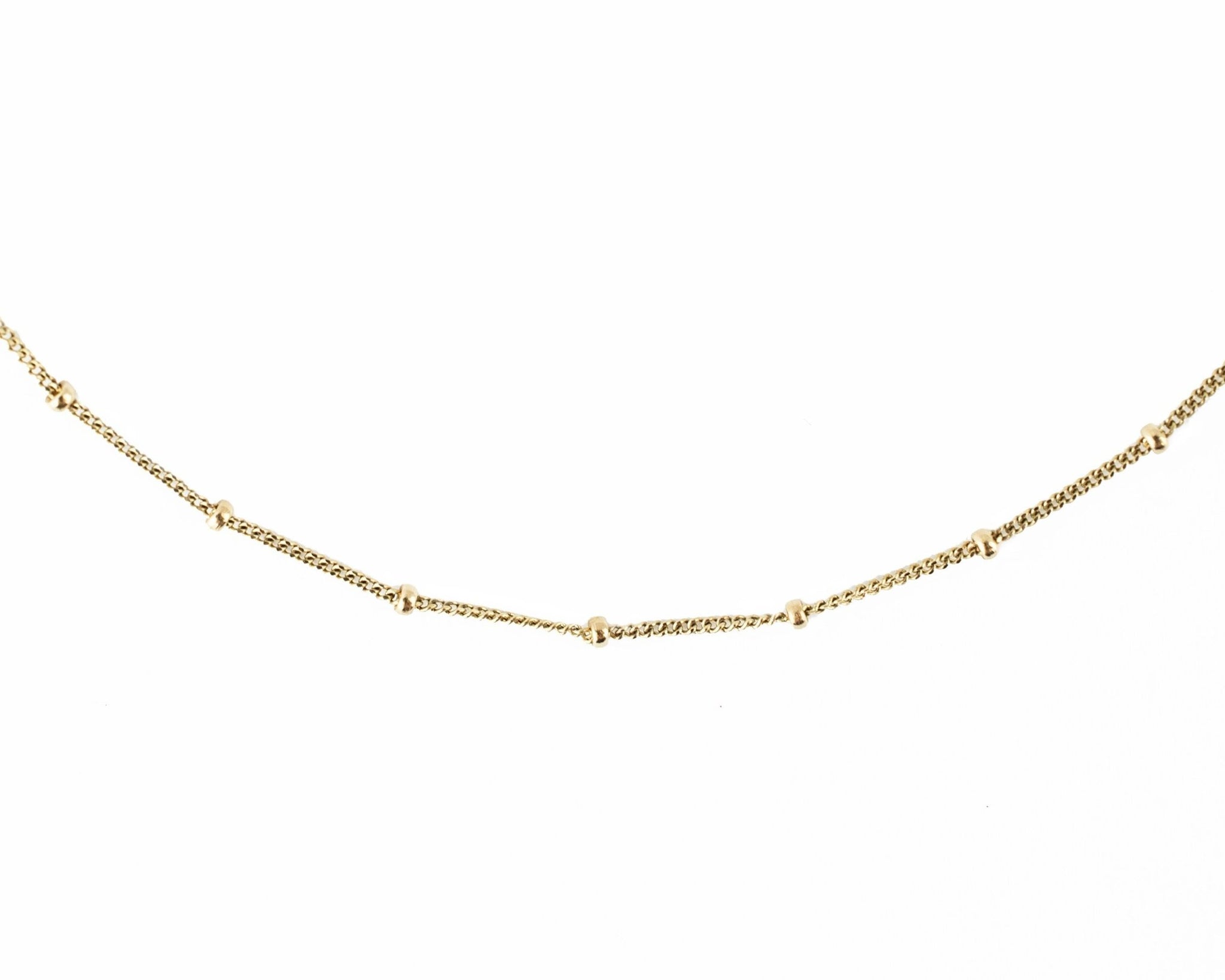 14k solid gold bead necklace