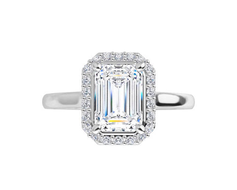 Halo Emerald Shape Diamond Ring