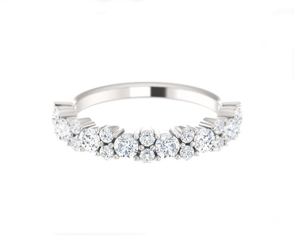 14k Solid White Gold Round Diamond Ring