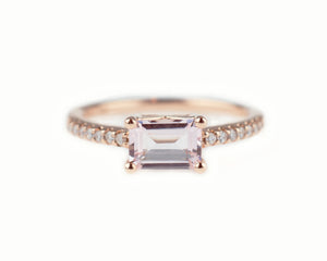 Emerald Cut Morganite Ring