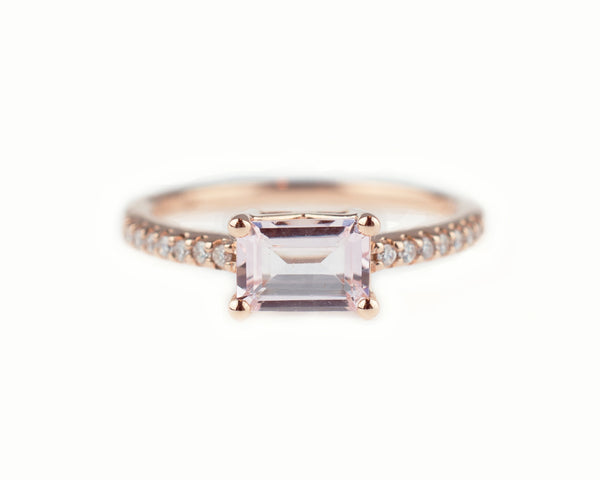 Emerald Cut Morganite Ring