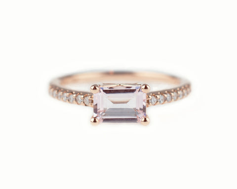 Emerald Cut Morganite Ring