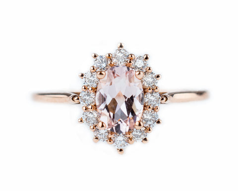 Morganite Halo Ring