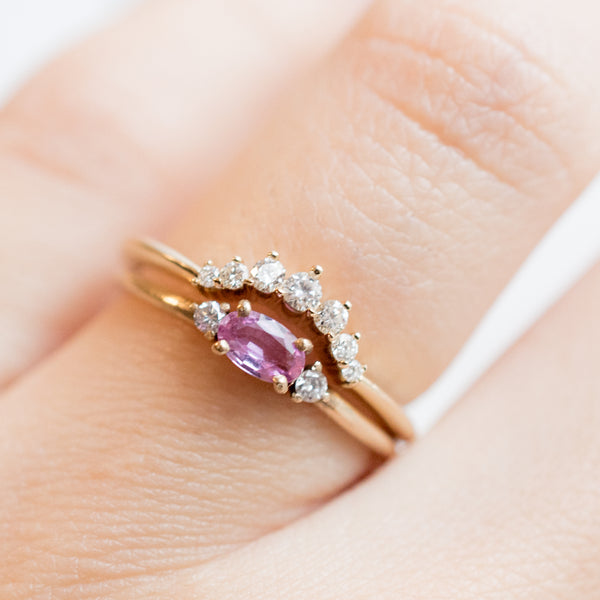 14k solid gold diamond curve ring