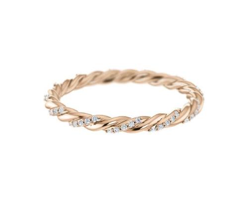 14k solid rose gold diamond twist ring