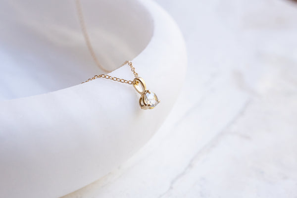 14k solid gold Rose Cut diamond Pendant necklace