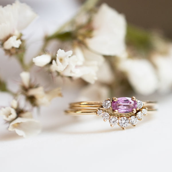 14k solid gold diamond curve ring