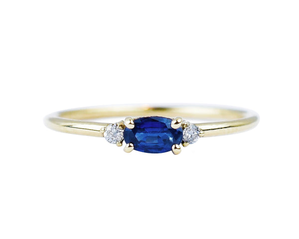 14k solid gold sapphire diamond ring