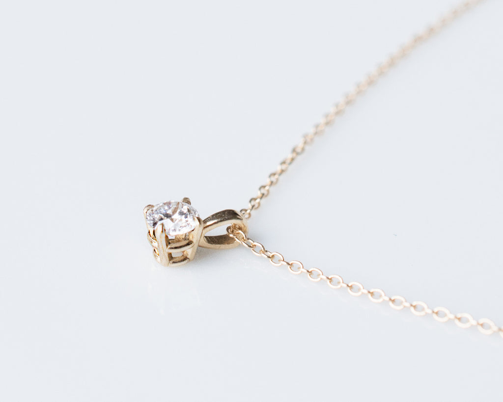 1/4 Carat Diamond Solitaire Pendant Necklace in Gold (Silver Chain Inc –  FINEROCK