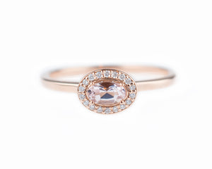 Small Morganite Halo Ring