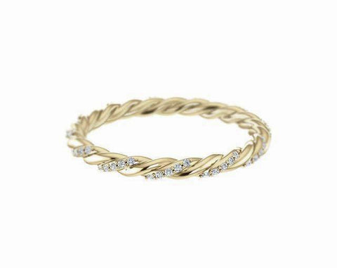 14k solid gold diamond twist ring