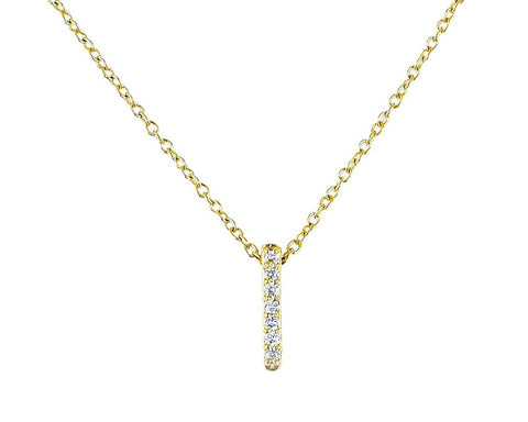 14k solid gold Vertical Diamond Bar Necklace