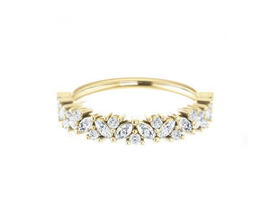 14k solid gold and diamond Marquis and Round Diamond Ring